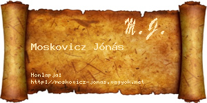Moskovicz Jónás névjegykártya